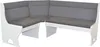 A corner bench seating group with gray upholstered cushions and white wooden frame. Produktbild-Vorschau