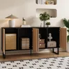 A modern sideboard with open doors, displaying storage items and decorative elements. Anteprima dell’immagine prodotto