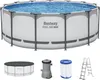 A Bestway Steel Pro MAX frame pool set with accessories displayed on a white background. Produktbild-Vorschau