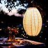 Lanterna tessile solare a LED ovale sabbia - 32 cm - Anteprima dell’immagine prodotto 7