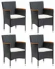 vidaXL Garten-Essstühle 4 Stk. Poly Rattan Schwarz Produktbild-Vorschau 6