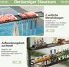 A collage of images showing different features of a grill pavilion, including storage shelves and hooks. Produktbild-Vorschau