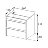 A technical drawing of a bathroom cabinet with dimensions indicated. Produktbild-Vorschau