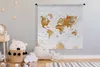 MuchoWow® Wandteppich Wandbehang Karte - Gold - Welt Produktbild-Vorschau 4
