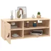A wooden cabinet with open shelves and a closed compartment, decorated with various items. Produktbild-Vorschau