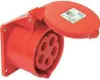A red industrial electrical socket with its cover open, mounted on a surface. Anteprima dell’immagine prodotto