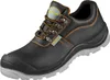 A black work shoe with orange stitching and laces, shown from a side angle against a white background. Produktbild-Vorschau