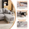 A collage of images showcasing the features of a gray L-shaped sofa, including its cushions, storage, and cup holder. Náhľad obrázku produktu