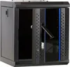 A black server rack cabinet with its front door open, revealing the interior. Voir les images du produit