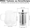 Théière en verre borosilicaté avec passoire 950ml Résistant Voir les images du produit 2