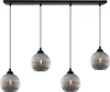 Lampada a sospensione RIFFLE nero 4 luci con globo di vetro Anteprima dell’immagine prodotto 1