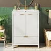 Meuble sous-lavabo Merax de 61 cm avec vasque en céramique, Voir les images du produit 2