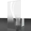 A modern shower enclosure with a decorative frosted glass panel and a white base. Produktbild-Vorschau
