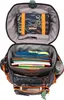 An open backpack showing its internal compartments and contents. Voir les images du produit