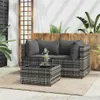 vidaXL 3-tlg. Garten-Lounge-Set mit Kissen Grau Poly Rattan Produktbild-Vorschau 2