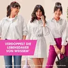 Three women in white shirts are shown, with a pink banner overlaying the bottom left of the image. Produktbild-Vorschau