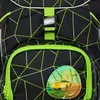 Close-up of a backpack with a geometric pattern and a car graphic. Náhled obrázku produktu