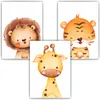 Löwe Giraffe Tiger Safari Tiere 3er Set Kinderzimmer Bilder Produktbild-Vorschau 2