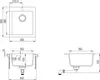 Technical drawings of a sink with dimensions. Náhled obrázku produktu