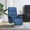 A blue fabric recliner chair is shown in a living room setting, with a plant and a TV stand in the background. Podgląd zdjęcia produktu