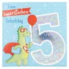 A birthday card with a cartoon dinosaur character. Náhľad obrázku produktu