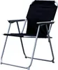 A black folding camping chair with a silver frame against a white background. Produktbild-Vorschau