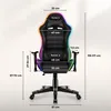 A gaming chair with dimensions indicated by measurement lines and text. Anteprima dell’immagine prodotto
