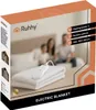 The image shows the packaging of an electric blanket, with a family in the background. Podgląd zdjęcia produktu