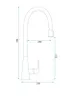 A technical drawing of a kitchen faucet with dimensions indicated. Náhľad obrázku produktu