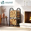 VOUNOT® Kaminholzregal mit 4 Kaminbesteck, Metall Produktbild-Vorschau 2