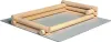 A model of a log cabin structure made from wooden logs, placed on a light gray surface. Anteprima dell’immagine prodotto