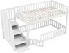Lit superposé 90 x 200 cm avec escalier et rangement, lit Voir les images du produit 7