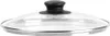 A glass pot lid with a black handle and a silver rim, shown from a slightly elevated angle against a white background. Produktbild-Vorschau