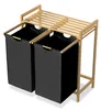 QEENTOE wasmand met bamboeframe, 2 compartimenten, wasmand Productafbeelding-voorbeeld 10