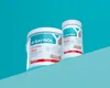 Two containers of pool cleaning chemicals are displayed on a light blue surface against a teal background. Produktbild-Vorschau