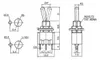 Technical drawing with dimensions of a mini toggle switch. Produktbild-Vorschau