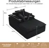 A black sofa with dimensions indicated by measurement lines and text. Náhled obrázku produktu