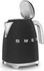 A black Smeg kettle with its lid open, shown from a side-angle. Podgląd zdjęcia produktu