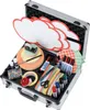 An open aluminum case filled with various art and presentation supplies. Produktbild-Vorschau