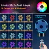 A collage of images showcasing a 3D football lamp in various colors and a remote control. Produktbild-Vorschau