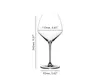 A clear product shot of a wine glass with dimensions indicated by lines and text. Podgląd zdjęcia produktu