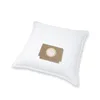 A white vacuum cleaner bag with a brown cardboard attachment. Produktbild-Vorschau
