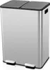 A stainless steel dual-compartment trash can with foot pedals. Produktbild-Vorschau