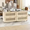 Two light wood filing cabinets with cane-like fronts are in an office setting, with computers and office supplies visible. Náhľad obrázku produktu