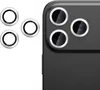 A product shot of camera lens protectors for a smartphone, with three protectors shown on the left and a smartphone with its camera array on the right. Anteprima dell’immagine prodotto