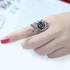 Gothic Damen Rose Flower Vine Legierung Emaille Fingerring Produktbild-Vorschau 6