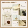 A marketing image showcasing the features of a cat tree with multiple callouts and German text. Anteprima dell’immagine prodotto