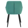 The back view of a turquoise dining chair with black metal legs. Produktbild-Vorschau