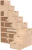 A modular shelving unit designed in a staircase-like structure, made of light-colored wood. Produktbild-Vorschau