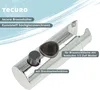 A close-up marketing image of a chrome-plated shower holder with descriptive text overlays. Produktbild-Vorschau